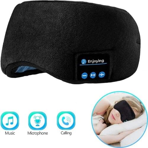 Wireless Bluetooth V5.0 Sleep Headphones Calling 3D Sleep Eye Mask Cover Portable Blindfold Travel Eyepatches
