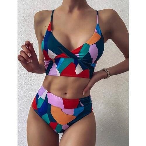 Brazilian Swimsuit Womens Sexy High Gradient Split Bikini Set Two Piece Swimsuit Bathing Suit Women biquinis feminino 2021
