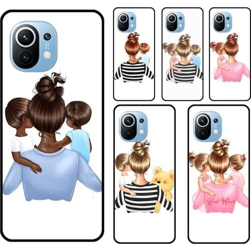 Super Mom Baby Girl Daughter Son For Xiaomi Mi 11 Lite 9 10 10T Pro Mi 11 Ultra Phone Case For POCO F3 F2 M3 X3 Pro Cover
