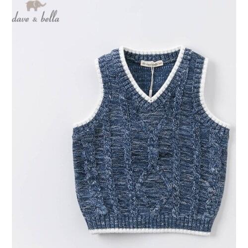 DBA14631 dave bella autumn kids boys handsome solid coat children boy fashion sleeveless vest