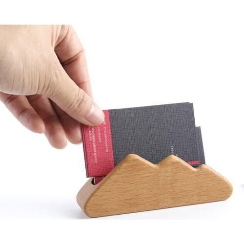 Business Card Holder&Note Holder Display Device Card Stand Holder Wooden Desk Organizer Office Accessories