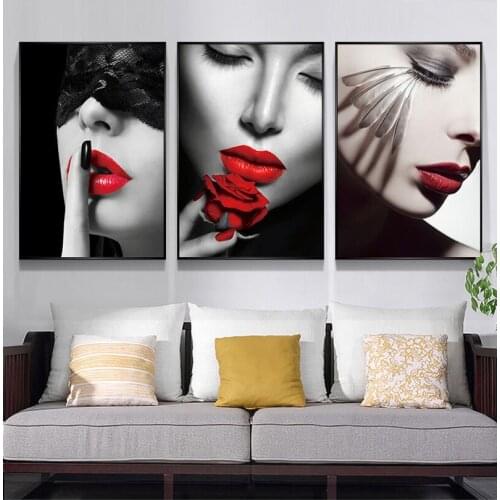 DIY Diamond Painting Fashion Sexy Red Lips Smoking Women Cross Stitch Kit Diamond Embroidery Picture of Rhinestones Decor Gift