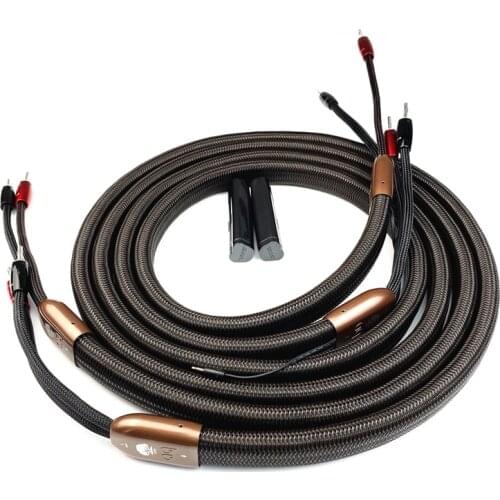 OAK Speaker Cable Silver 1000 Plated Banana & Spade Plug HiFi Audio Line with 72V DBS Noise Dissipation System