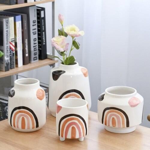 Nordic ins style ceramic flower pot succulent container living room home decoration balcony decoration miniature garden bonsai