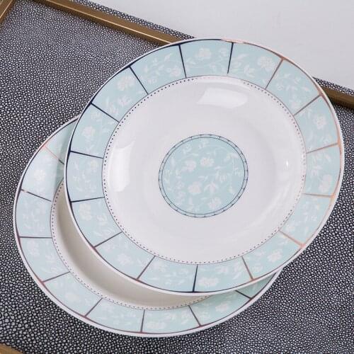 Creative Home Ceramic Round Plate Modern Minimalist Chinese Steak Plate Bone China Breakfast Dish Kitchen Supplies