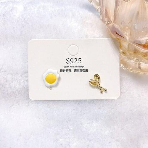 Metal Spoon Pan Fried Egg Earrings 2021 Joker Exaggerated Fashion Personality Students Girl Women Jewelry Gift Accessories