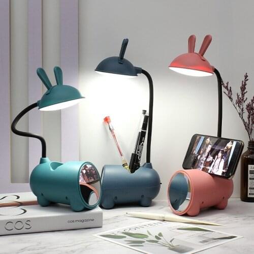 Multi-Function Night Light Pen Holder With Mirror Learning Table Lamp Leds USB Touch Stepless Dimming Desk Light Eye Protection