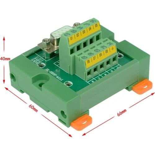 DB9 D-Sub DIN Rail Mount Interface Module , DB9 Female Mini Breakout Board DB9 splitter