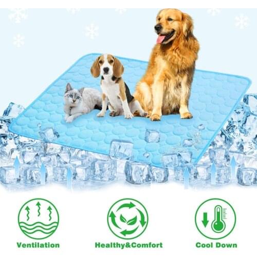 Washable Dog Cooling Mat Summer Ice Silk Breathable Portable Pet Blanket Dog Cushion Cool Bed for Kennel Car Seat Indoor Outdoor