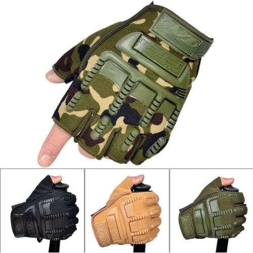 Mens Tactical Army Military Outdoor Anti Slip Hard Knuckle Half Finger Gloves