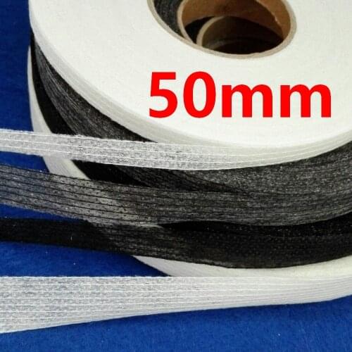 50mm Wide 100 Meters Non-woven Fabric Fusible Single Side Adhesive Tape Interlining Cloth Lining to Prevent Transformation
