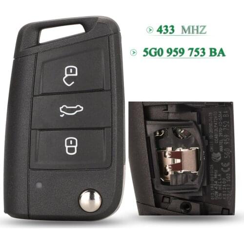 Bilchave Original 3Buttons MQB 433Mhz ID48 Chip Remote Car Key For Volkswagen MQB Golf VII MK7 Skoda Octavia A7 2017 5G0959753BA