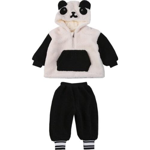 Autumn Winter Baby Boys Girls Clothes Set Velvet Hooded Children Clothing Kids Jacket Coat+ Pants 2PCS Suit Toddler Tracksuits