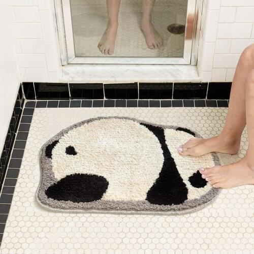 Panda Bathroom Mat Cute Fluffy Animal Anti Slip Bathmat Bedroom Floor Foot Pad Kids Room Nursery Decorative Home Decor