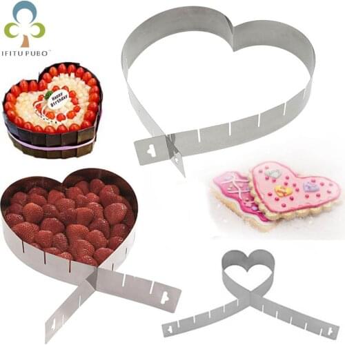 Adjustable Mousse Ring Heart Shape Cake Mold Stainless Steel Baking Mould Pastry Dessert Accessories Cake Decorating Tool ZXH