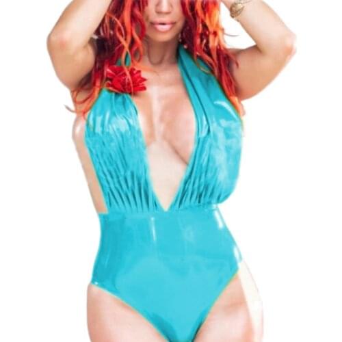 Sexy Women Bodysuit Backless Halter Transparent Female Jumpsuits Women Deep V neck Bodysuits Plus Size Summer Beach Clothes
