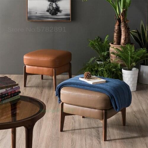 Scandinavian Leather Sofa Stool For Shoe Stool Footstool Low Stool Small Stool Home Makeup Stool Dressing Stool Round Stool Wear