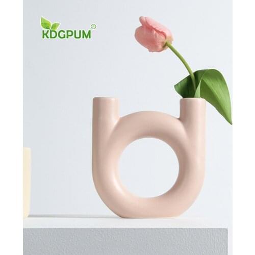 Modern Handmade Ceramic Small Vase Geometric Single Simple Flower Arrangement Nordic Home Decoration Ornaments