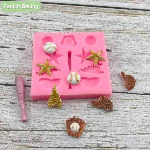 Sports Equipment Silicone Form For Fondant Chocolate Cake Cupcake Baking Decoration Mold Baseball DIY Clay Resin Art Moulds