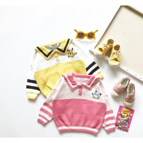 Tonytaobaby Autumn Winter Clothing New Boys Girls Sweater Cute Cartoon Sister Brother Knitted Cotton Turn-down Collar Sweaters