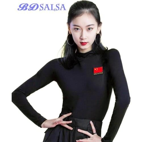 2020 Tops Latin Dance Clothes Practice Clothes Female Dance Cloth Adult Men Dance Dostume Modern Coat ID138 Round Neck Unisex