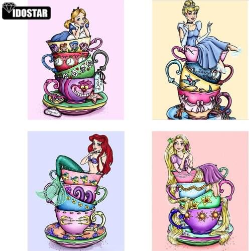 Voll Platz/Runde 5D DIY Diamant StickereiCartoon prinzessin tasseDiamant Malerei Kreuz Stich 5D Decor geschenk