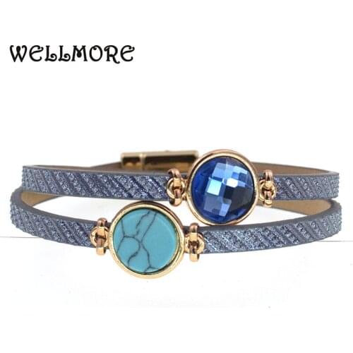 WELLMORE Trendy bracelets for women simple round glass magnet bracelets wrap Bracelets & Bangles Female fashion Jewelry