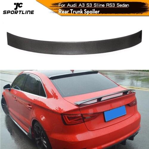 Carbon Fiber Rear Trunk Spoiler Boot Lip Wing Spoiler For Audi A3 A3-Sline S3 RS3 Sedan 2014 - 2019