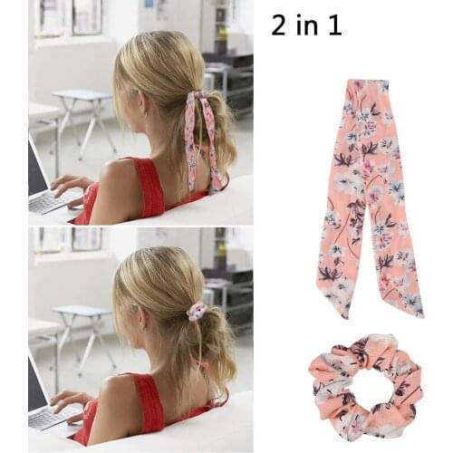 Women Girl Bows Ponytail Holder Fashion Polka Dots Bowknot Hair Bands Scrunchies Horsetail Tie Printed Headwear Hair Accessories