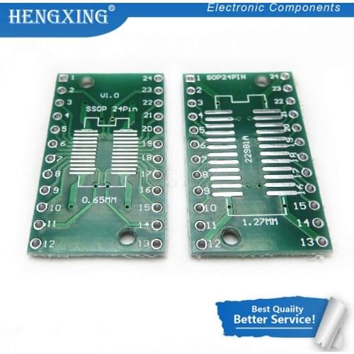 10pcs/lot SOP24 SSOP24 TSSOP24 to DIP24 PCB Pinboard SMD To DIP 0.65mm/1.27mm to 2.54mm DIP Pin Pitch PCB Board Converter Socket