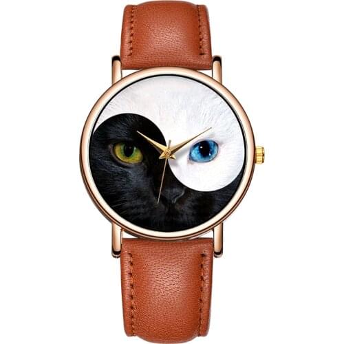 2020 New Fashion Watch Women Ladies Creative Cute Cat Watches Womens Casual Quartz Leather Retro Clock Reloj Mujer Montre Femme