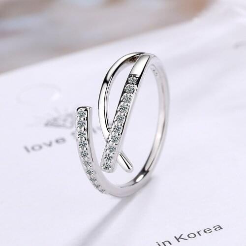 2021 New Elegant Crystal Cross 925 Silver Finger Ring For Women Wedding Jewelry Accessories jz481
