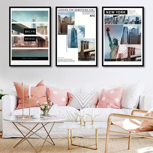 3pc Nordic Style Modern Art Print British Street Bridge Statue Of Liberty Image Poster Chic Home Decoration
