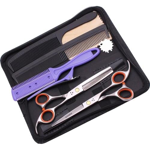 5.5 6.0 Barber Scissors 440C Professional Hairdressing Scissors Hair Thinning Shears Salon Hair Cutting Scissors Set 1009#-K-A