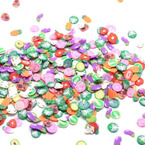 50g/200g Polymerlk Assorted Vegetable Polymer Clay Slices Sprinkles Miniature 4*5MM Vegetable Clay Slices Charms Garden Veg