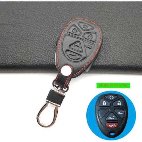 6 Buttons Genuine Leather Car Key Case for Chevrolet GMC Yukon Suburban Tahoe Intelligent Fob Remote Shell Car Cover