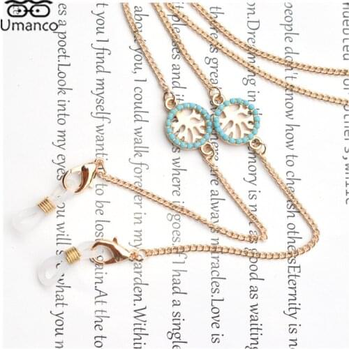 75cm Gold / Silver Sunglasses Chain For Women with Lucky Tree Pendent Glasses Mask Chains Female Silica Gel Jewelry Accessories
