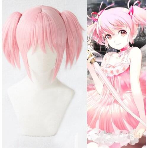 Anime Madoka Kaname Cosplay Wig Puella Magi Madoka Magica Heat Resistant Synthetic Hair Costume Wigs + Wig Cap