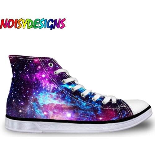 NOISYDESIGNS Galaxy Space Star Printed High Top Women Vulcanized Shoes Flats Womens High-top Canvas Shoes Female Zapatos Mujer