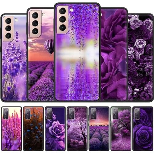 Lavender Violet Flower Cell Phone Case for Samsung Galaxy Note 20 Ultra 10 Lite 5G 9 8 S21 Plus TPU Black Cover Shell Coque