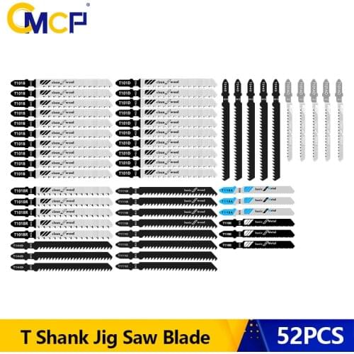 CMCP Jig Saw Blade 52pcs T-Shank Jigsaw Blade for Wood Metal Cutting Tool HCS Steel Saw Blade