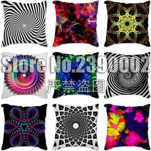 Ilusion & Geometric Arts Decorative Sofa Throw Pillow Car Chair Home Decor Pillow Case Printed Cushion Cover Linen Pillowcase