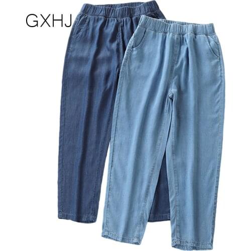 High Waist Vintage women Jeans pant Large Size S-5XL Casual Denim Pants Female Wais High Street Trousers LHJ174