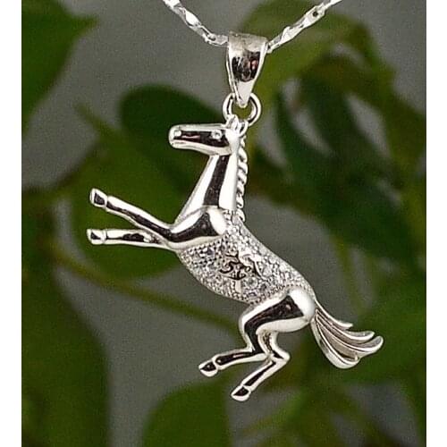 Guarantee Plain 925 Sterling Silver, Horse pendant 34 mm, 2.6 g, PE36220