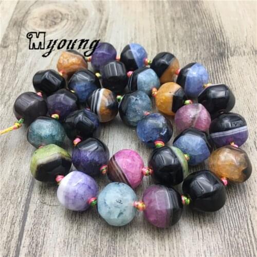 Faceted Agates Quartz Druzy Stone Loose Beads,Natural Gems Stone Space Beads For DIY Jewelry MY2108
