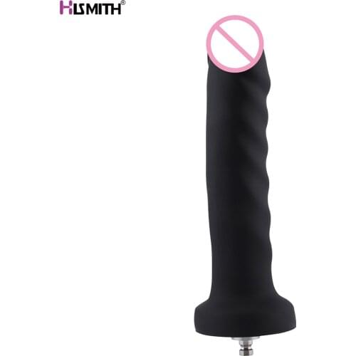 Hismith 7.1" Silicone Dildo 5.9" Insertable 1.4" Diameter KlicLok Connector Sex Machine Accessories Black smooth realistic dildo