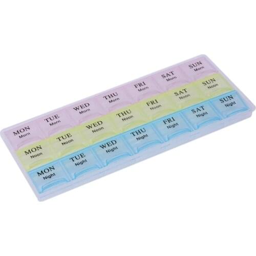 7 Days Weekly Transparent 21 Compartment Lid Tablet Pill Box Holder Medicine Storage Organizer Case Container