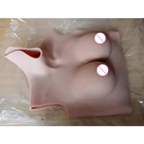 Short High Collar Neck B CUP Fake Artificial Boob Realistic Silicone Breast Forms Crossdresser Shemale Transgender Drag Queen 4G