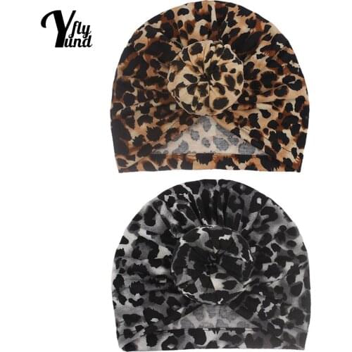 Yundfly 18*17 CM Soft Comfortable Baby Turban Hat Fashion Leopard Print Donut Toddler Cap Kid Hair Accessories Photography Props