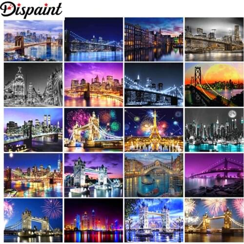 Dispaint 5D Diamond Embroidery Needlework Kit "London bridge night view" Diy Diamond Painting Cross Stitch Home Decoration Gift